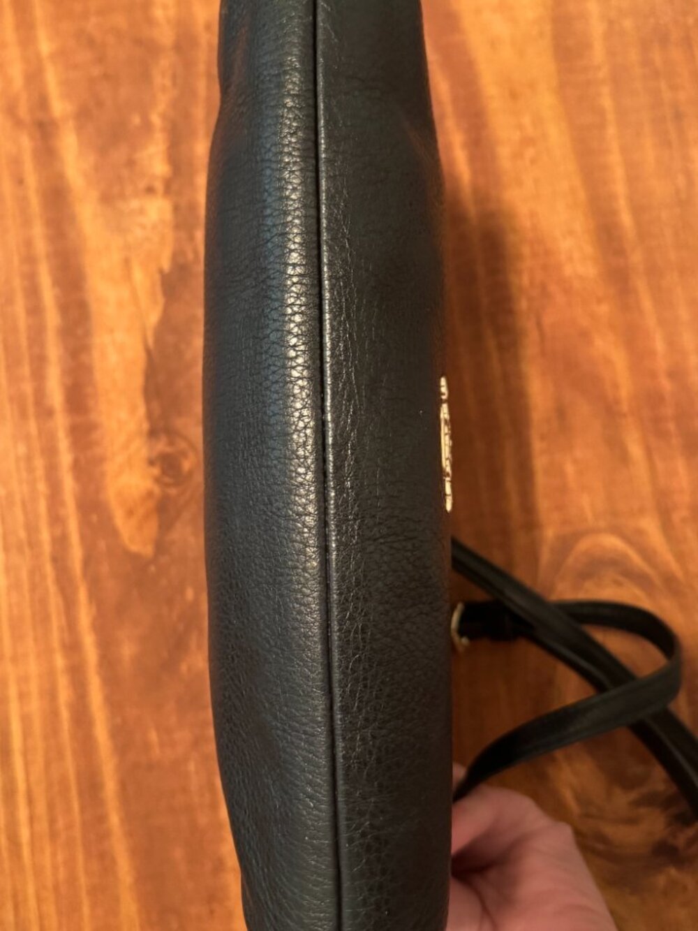 Coach Black Pebbled Leather Crossbody Gold Chain Strap Classic Shoulder Purse - Picture 12 of 15